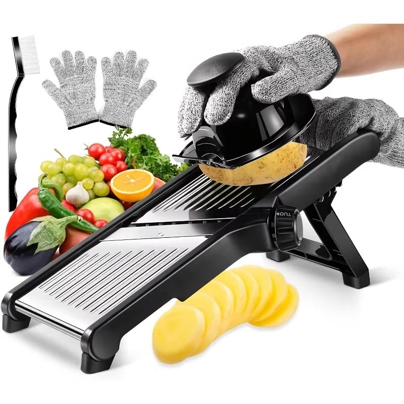 Mandoline Slicer Guard - Stainless Steel Mandoline Slicer with 5