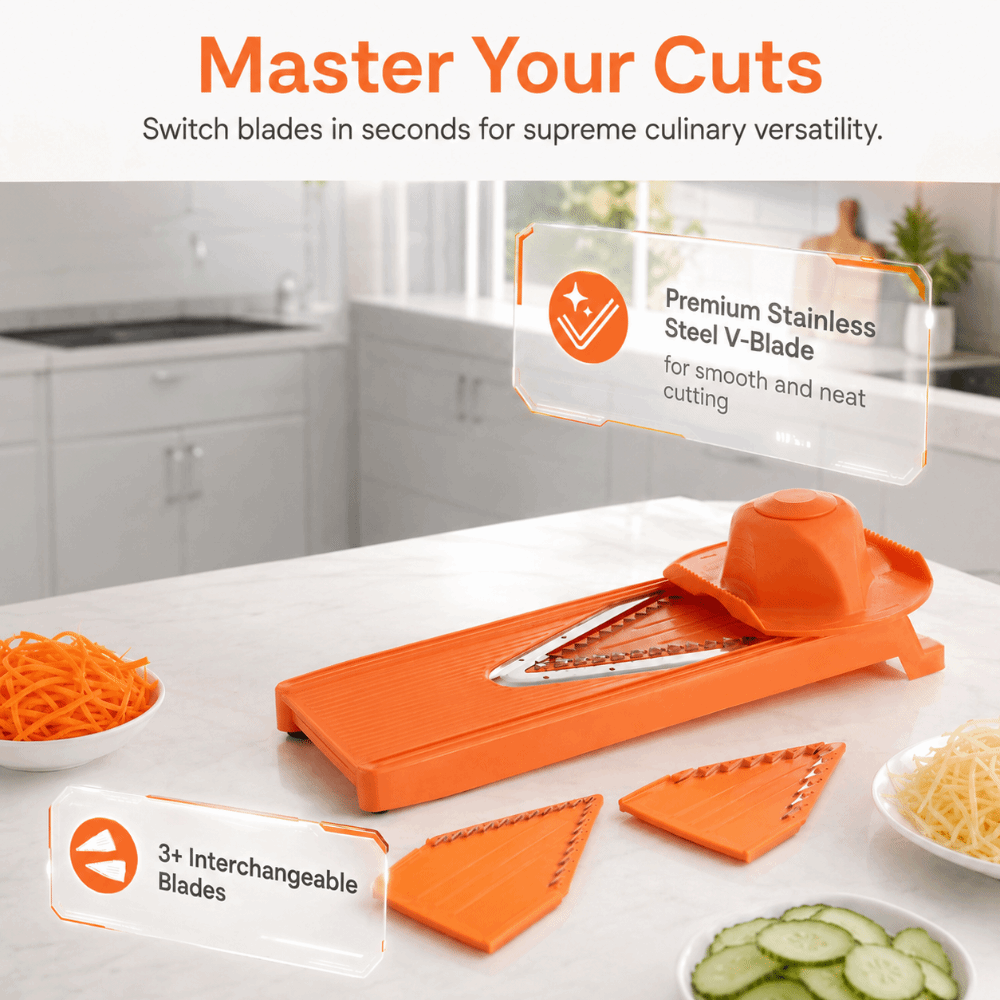 Mandoline Slicer Guard - ABS Mandoline Cutter Orange Stainless Steel