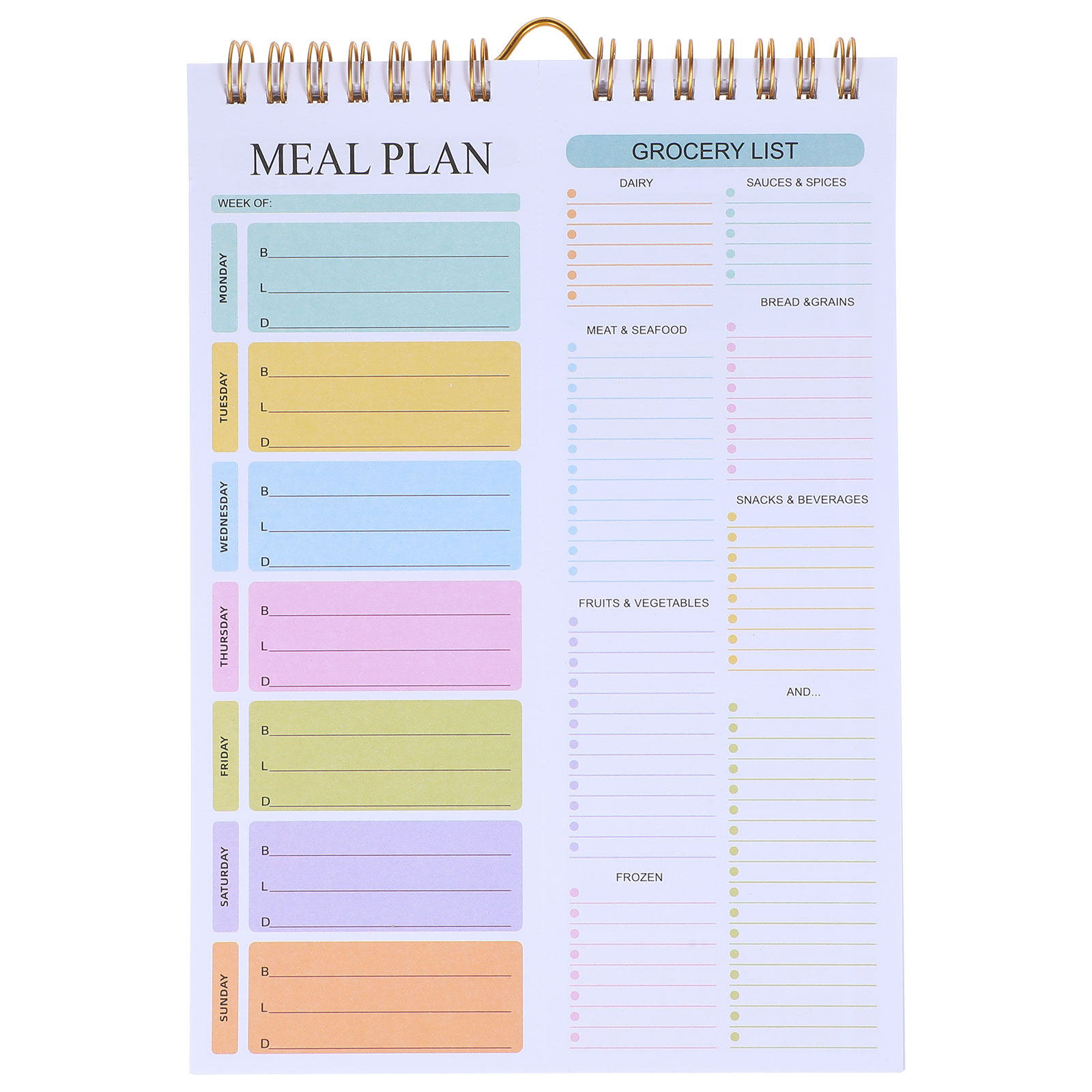 Meal Prep Grocery List - Weekly Meal Planner Notebook A5 Spiral