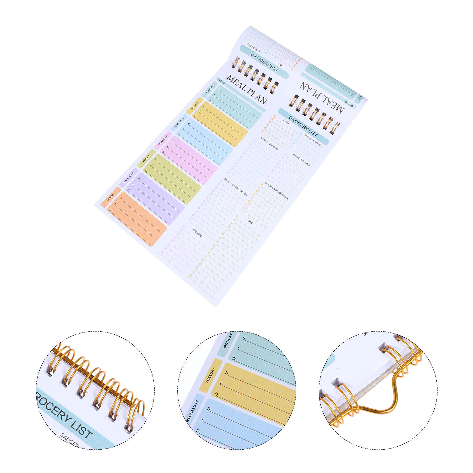 Meal Prep Grocery List - 52Sheets Meal Planner Notebook A5 Spiral